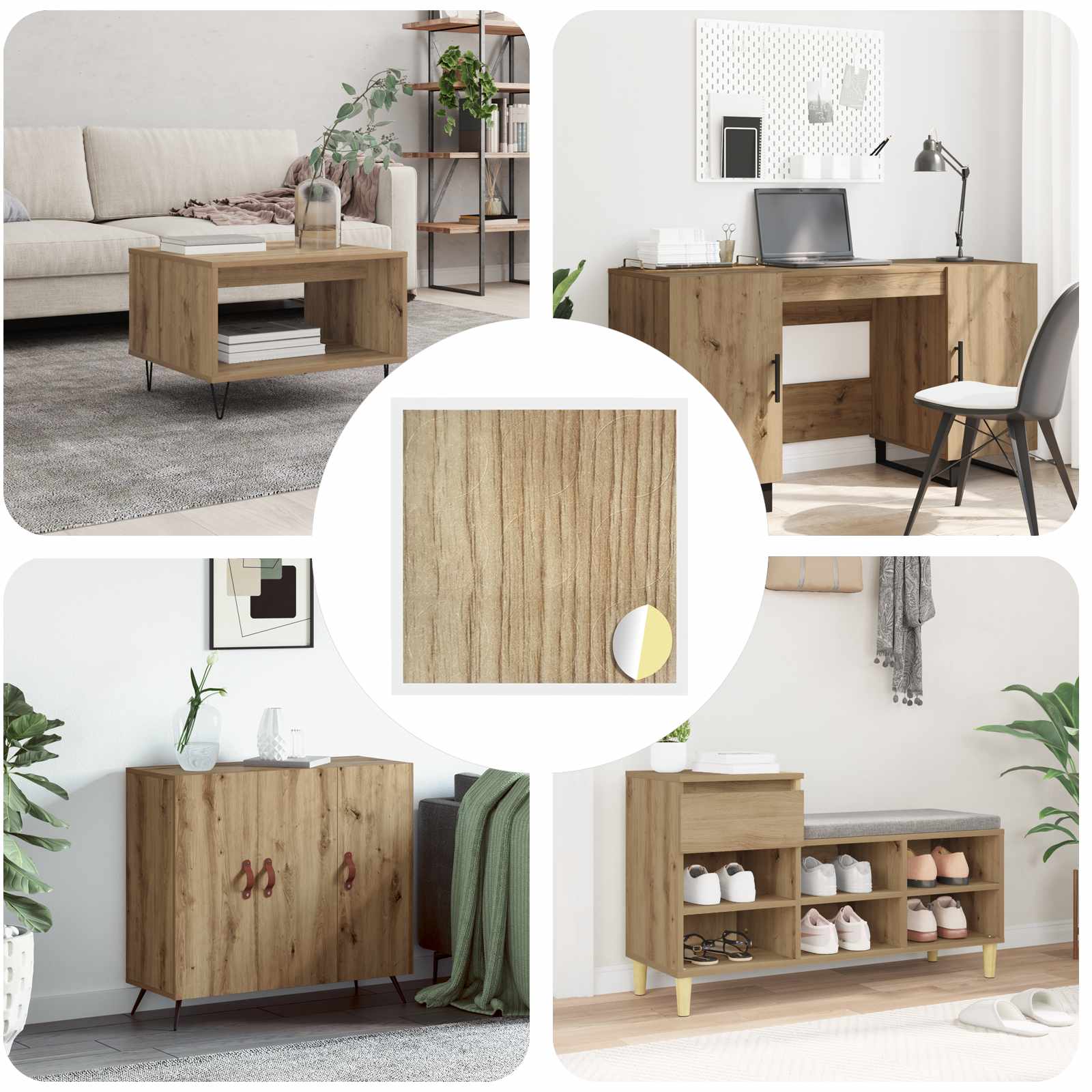 vidaXL Selbstklebende Schraubenabdeckung 12 pcs Artisan-Eiche