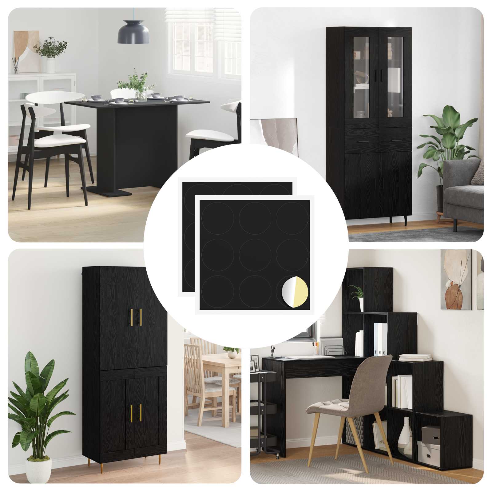 vidaXL Selbstklebende Schraubenabdeckung 2 pcs Schwarz Ø 20 x 0,5 mm