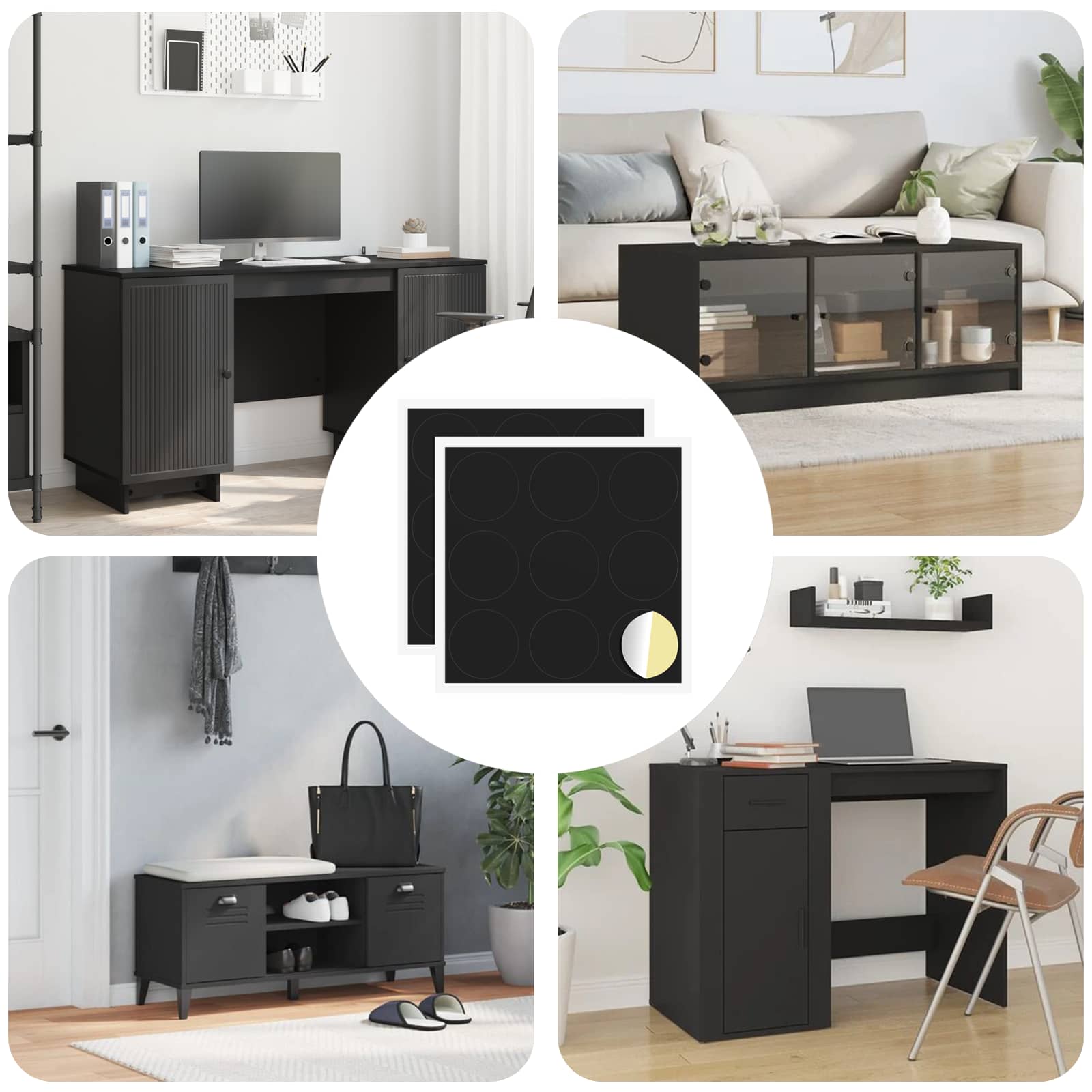 vidaXL Selbstklebende Schraubenabdeckung 2 pcs Schwarz Ø 20 x 0,5 mm