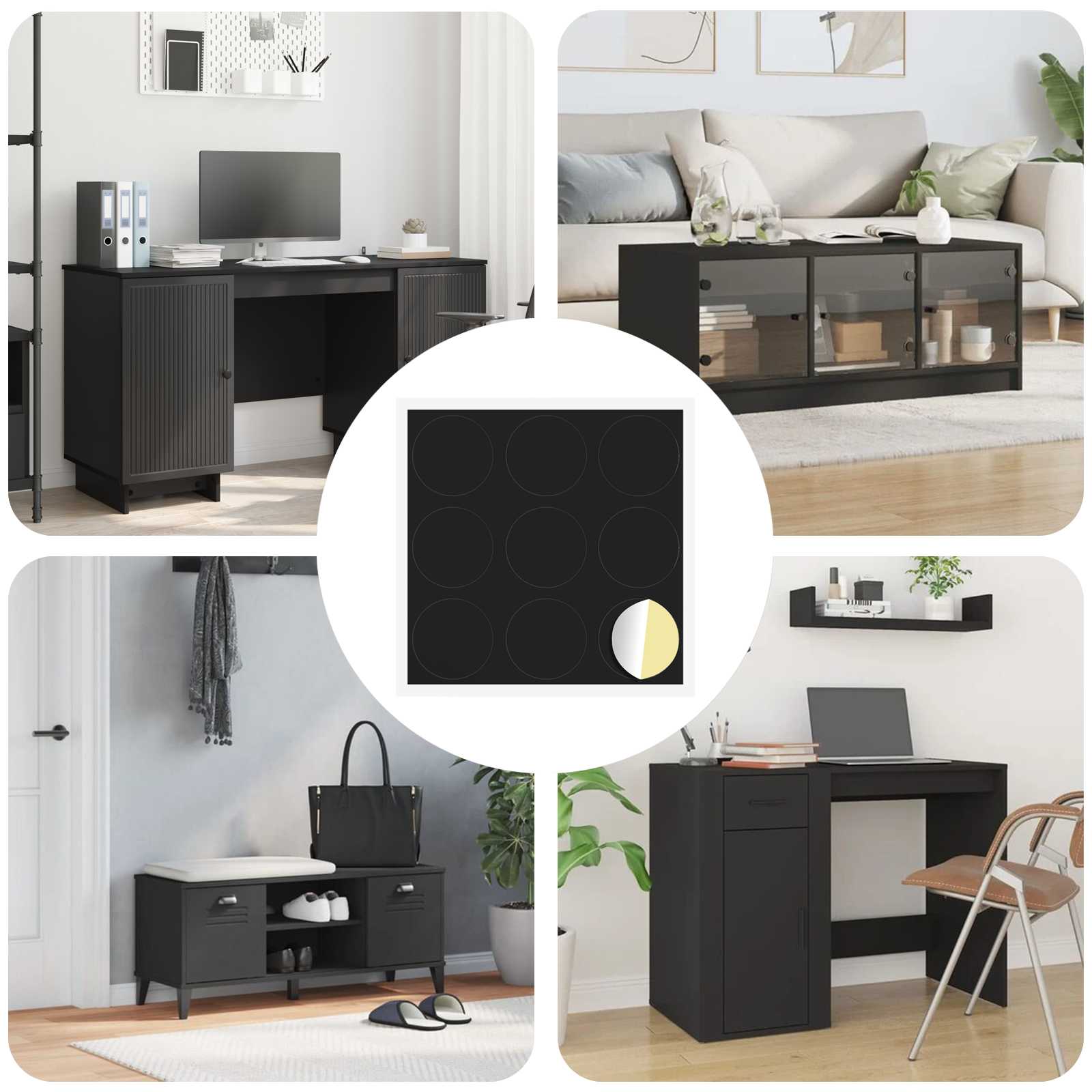 vidaXL Selbstklebende Schraubenabdeckung 12 pcs Schwarz Ø 20 x 0,5 mm