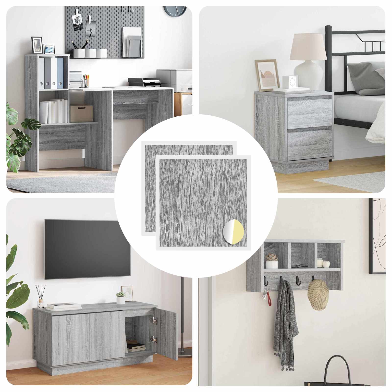 Līmējošs skrūvju vāks 2 pcs Pelēks Sonoma Ø 20 x 0,5 mm