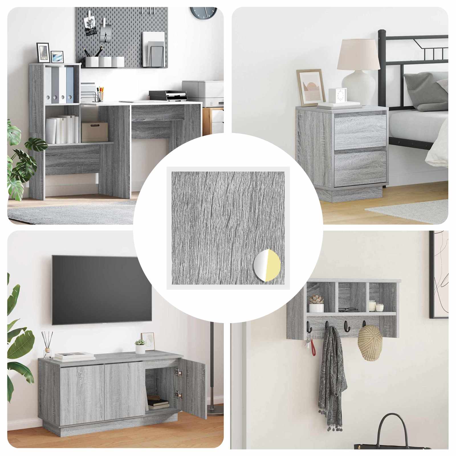 vidaXL Copertă autocolantă pentru șuruburi 12 pcs Gri Sonoma