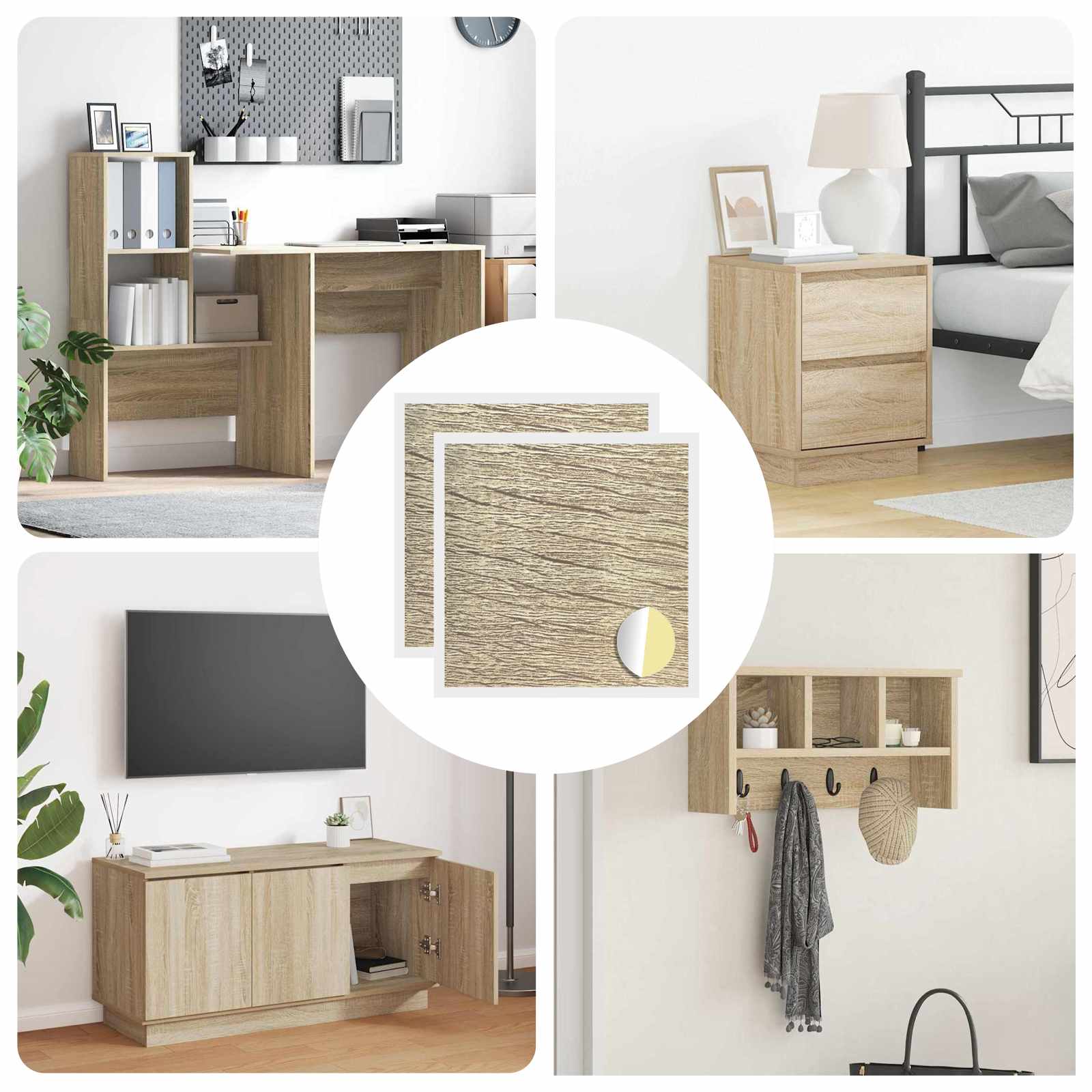 vidaXL Selbstklebende Schraubenabdeckung 2 pcs Sonoma-Eiche