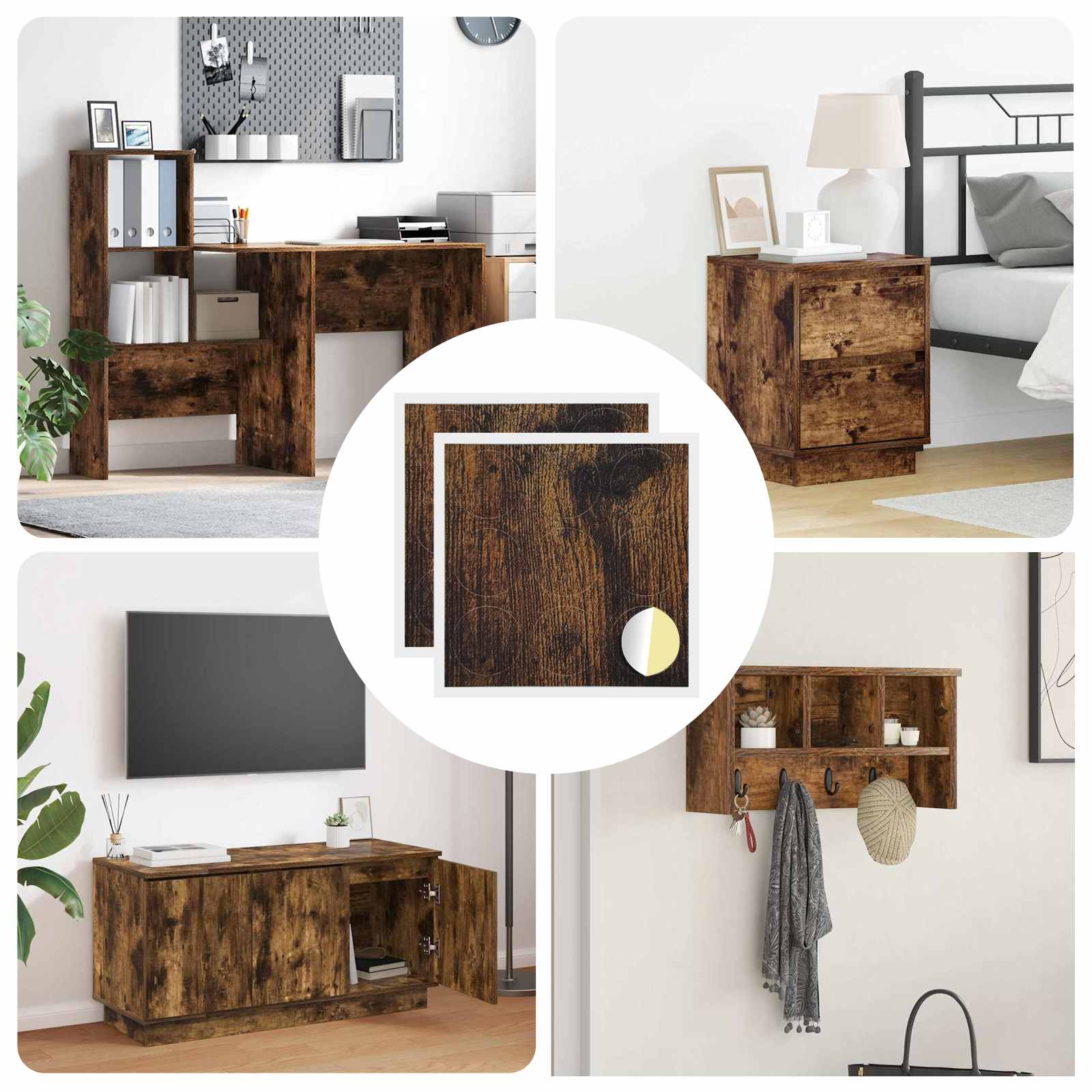 Līmējošs skrūvju vāks 2 pcs Dūmaka ozols Ø 20 x 0,5 mm