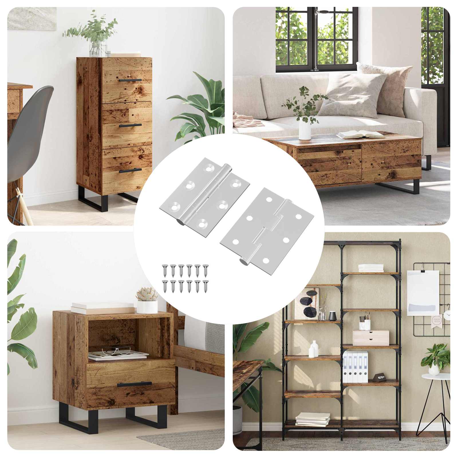 vidaXL Scharnier 2 pcs Silber 50 x 38 x 1,3 mm Stahl