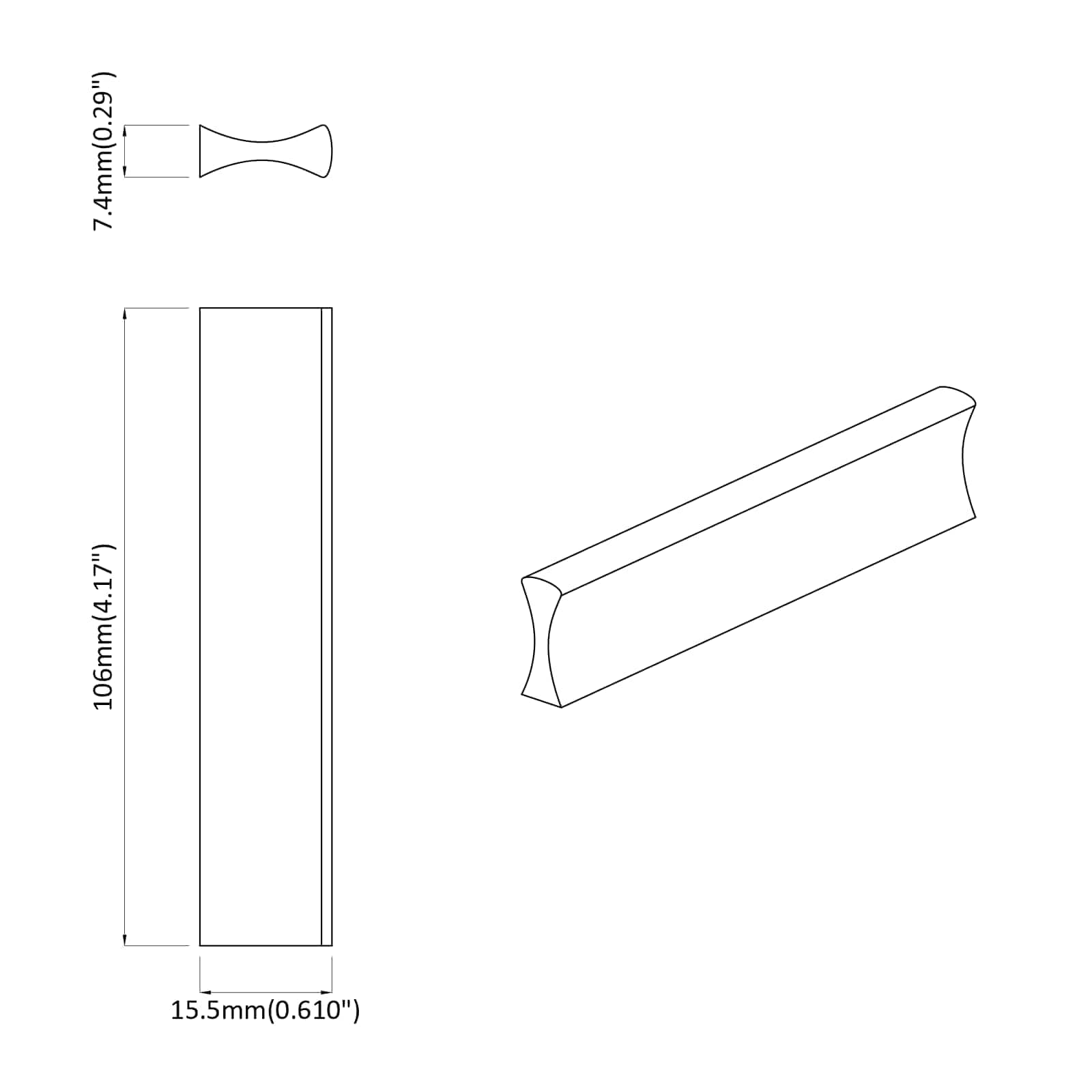 Ročaj 973 pcs Črna 106 x 7,4 x 15,5 mm Aluminij - slika 7