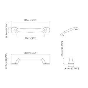 Nábytkové madlo 12 pcs Černá 130 x 19,4 x 22,3 mm Hliník - obrázek 7