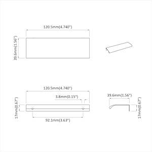Rukojeť 12 pcs Černá 120 x 39.6 x 17 mm Hliník - obrázek 7