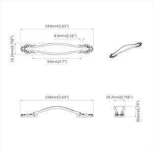 Rukojeť 2 pcs Černá 143 x 19,2 x 20 mm Zinková slitina - obrázek 7