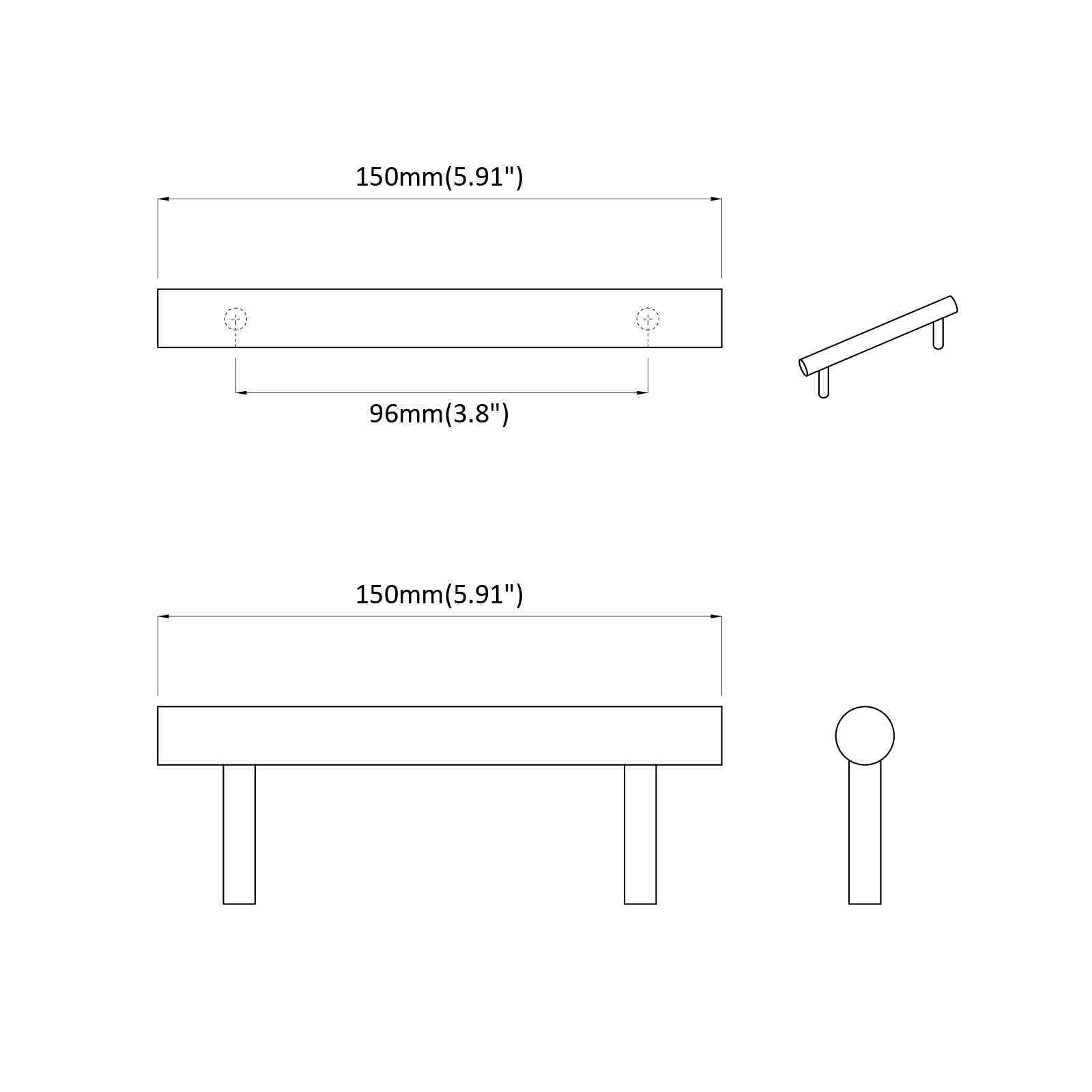 Skapja rokturis 12 pcs Zelts 150 mm Nerūsējošs tērauds