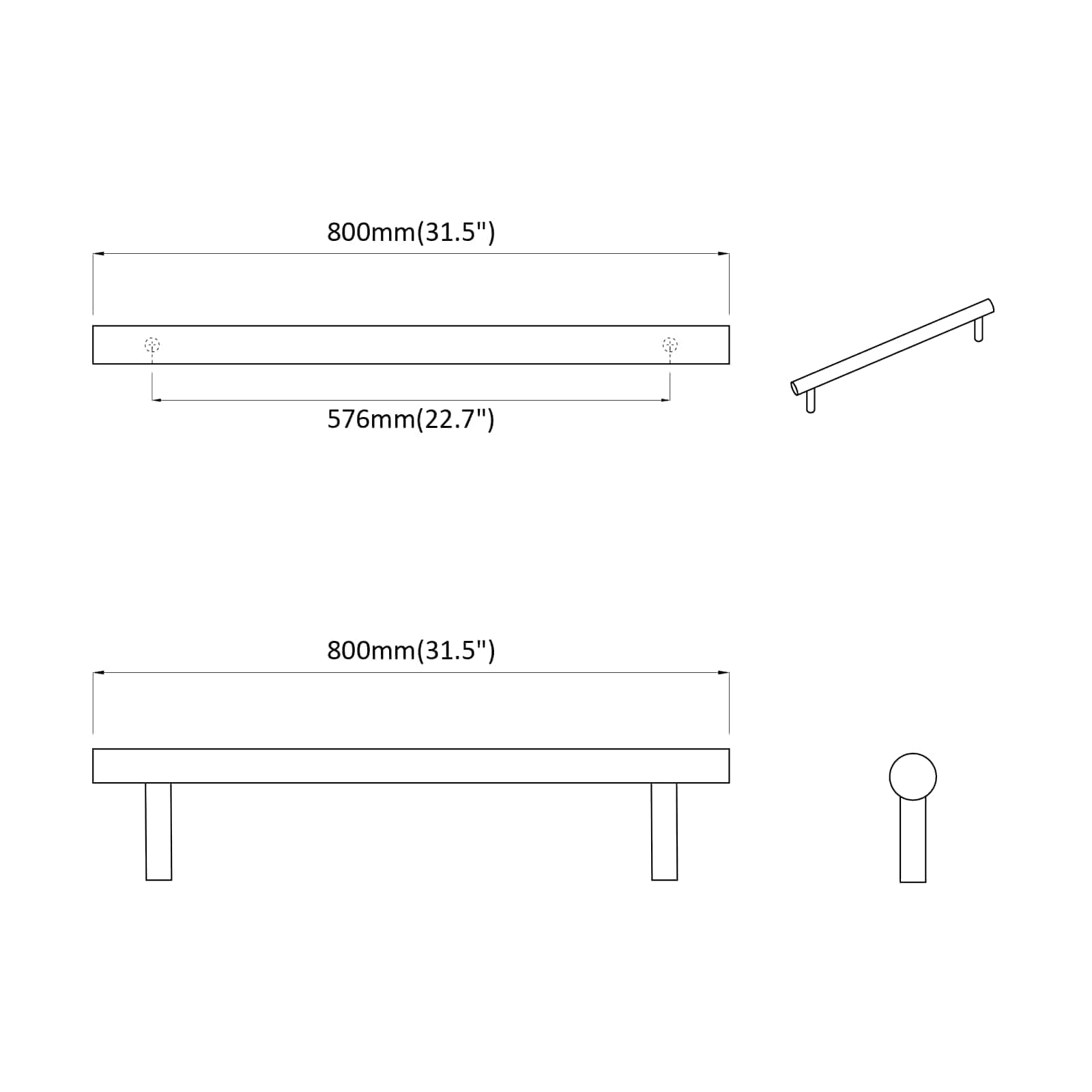 Ročaj za omaro 2 pcs srebrna 800 mm Nerjaveče jeklo - slika 7