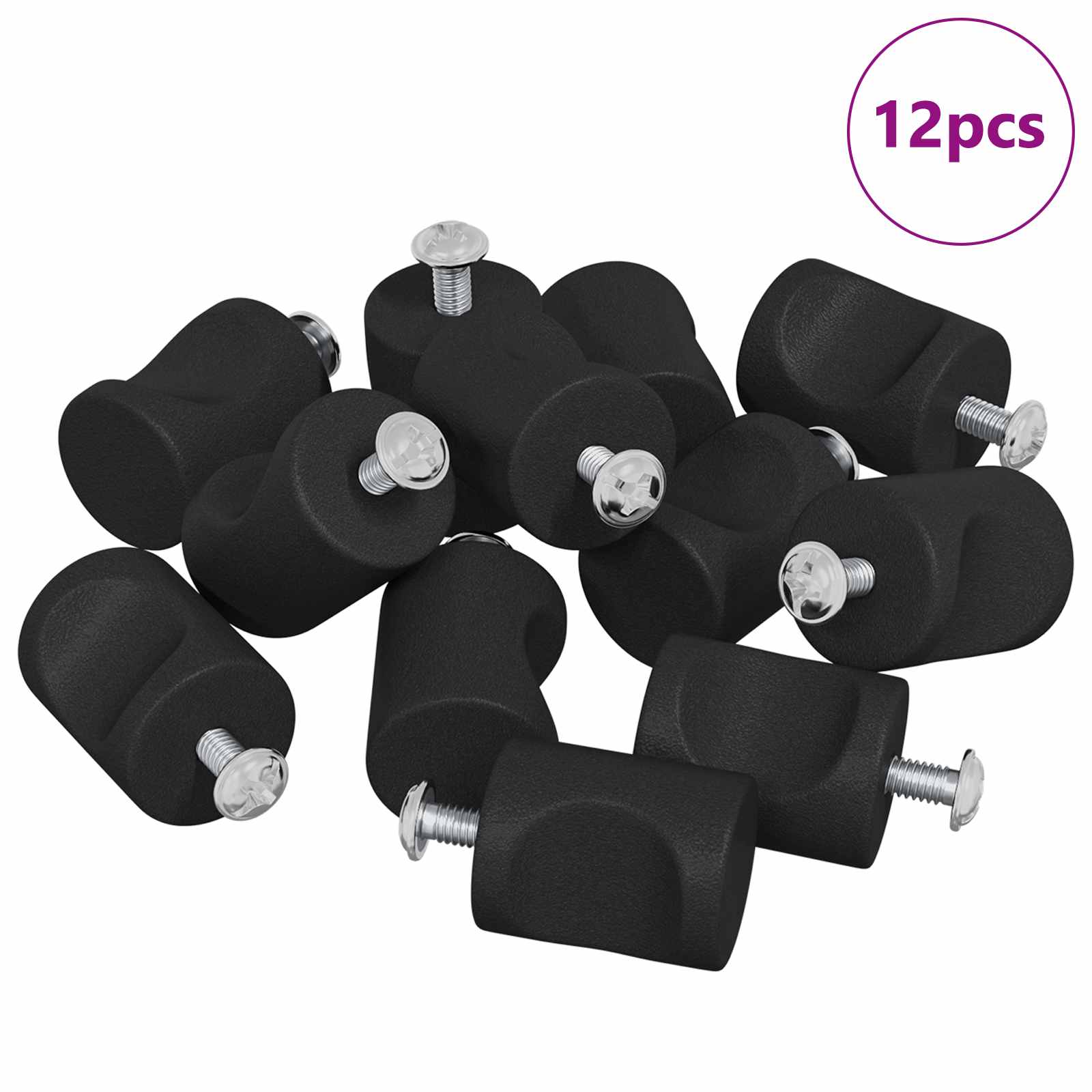 Thumbnail - vidaXL Schrankknöpfe 12 pcs Schwarz M4 x 12 mm Eisen
