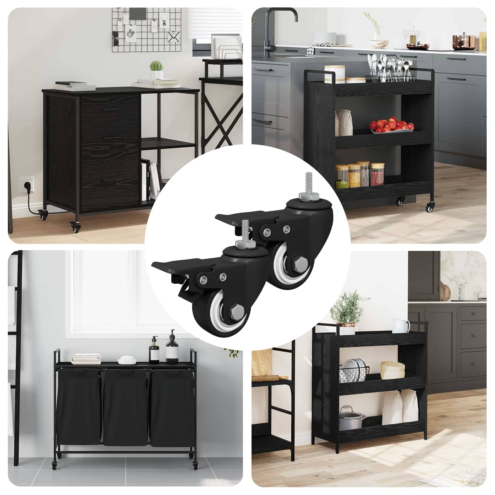 vidaXL Rollen 2 pcs Schwarz M6 x 1,5 mm Eisen und Nylon