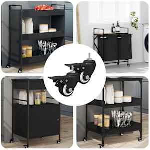 Kolesci 2 pcs Črna M6 x 37 mm Železo in najlon