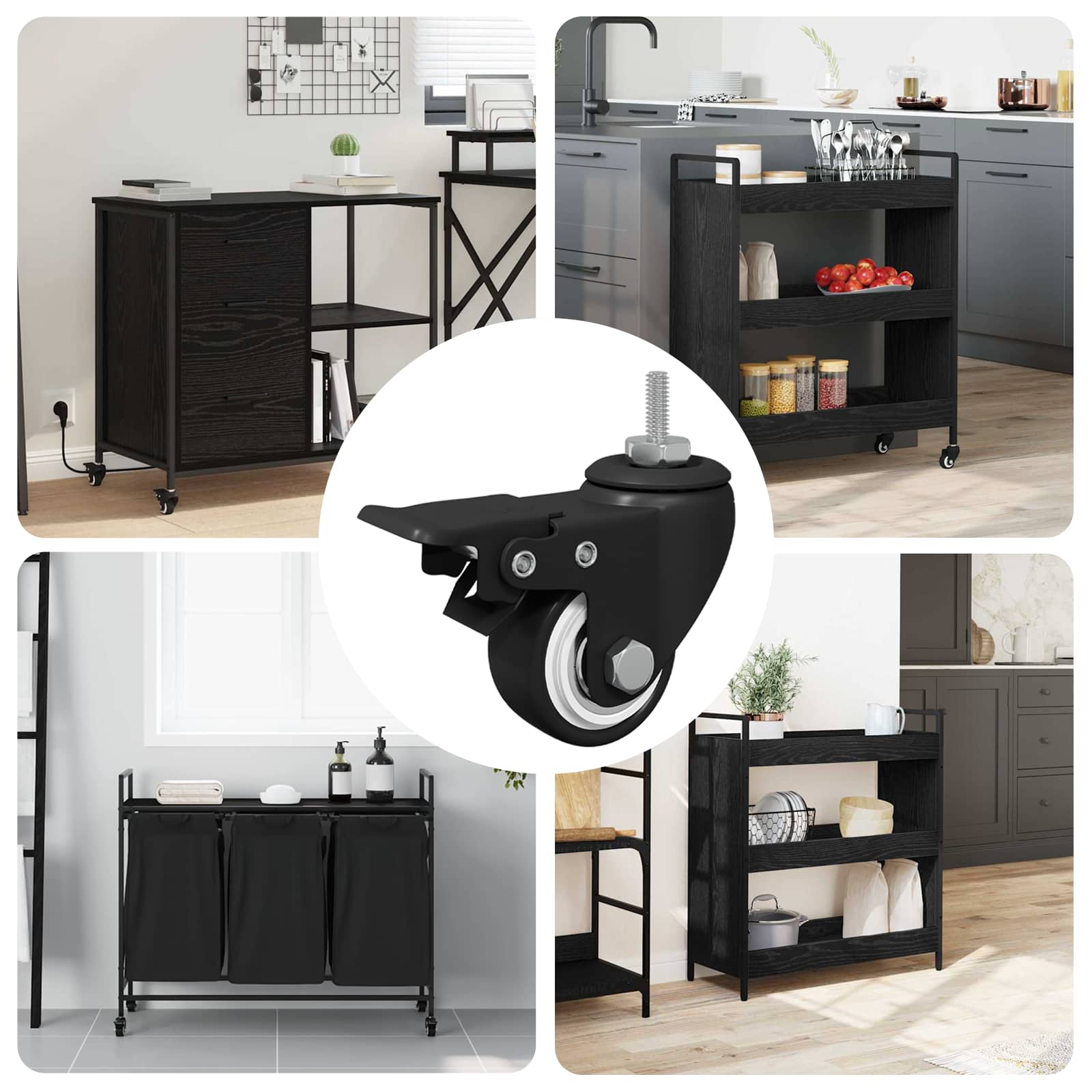 vidaXL Rollen 12 pcs Schwarz M6 x 1,5 mm Eisen und Nylon