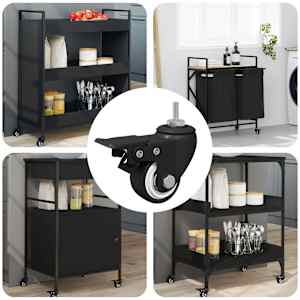 Kolesci 12 pcs Črna M6 x 37 mm Železo in najlon