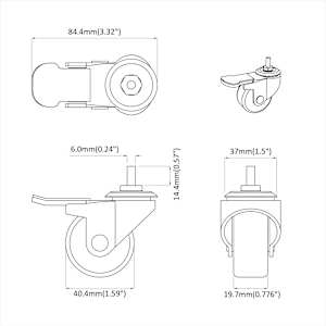 Kolečka 12 pcs Černá M6 x 37 mm Železo a nylon - obrázek 10