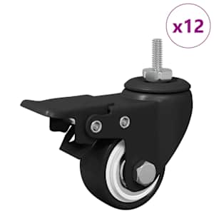 Kolečka 12 pcs Černá M6 x 37 mm Železo a nylon - obrázek 3
