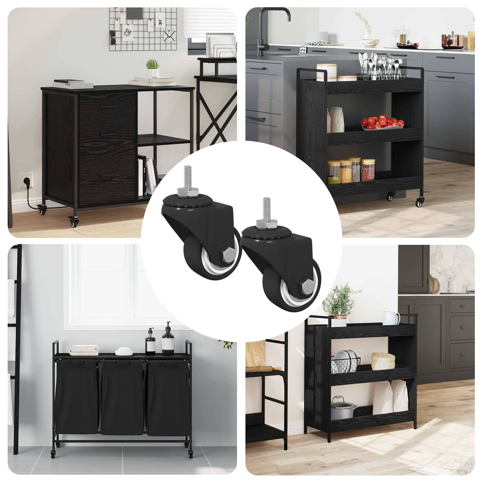 Vrteče kolesce 2 pcs Črna 40,4 x 40,4 x 19,7 mm