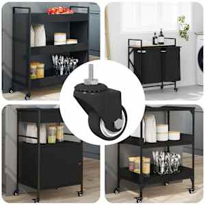 Vrteče kolesce 12 pcs Črna 40,4 x 40,4 x 19,7 mm