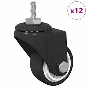 vidaXL P&ouml;&ouml;rlev rullik 12 tk Must 40,4 x 40,4 x 19,7 mm Raud ja nailon
