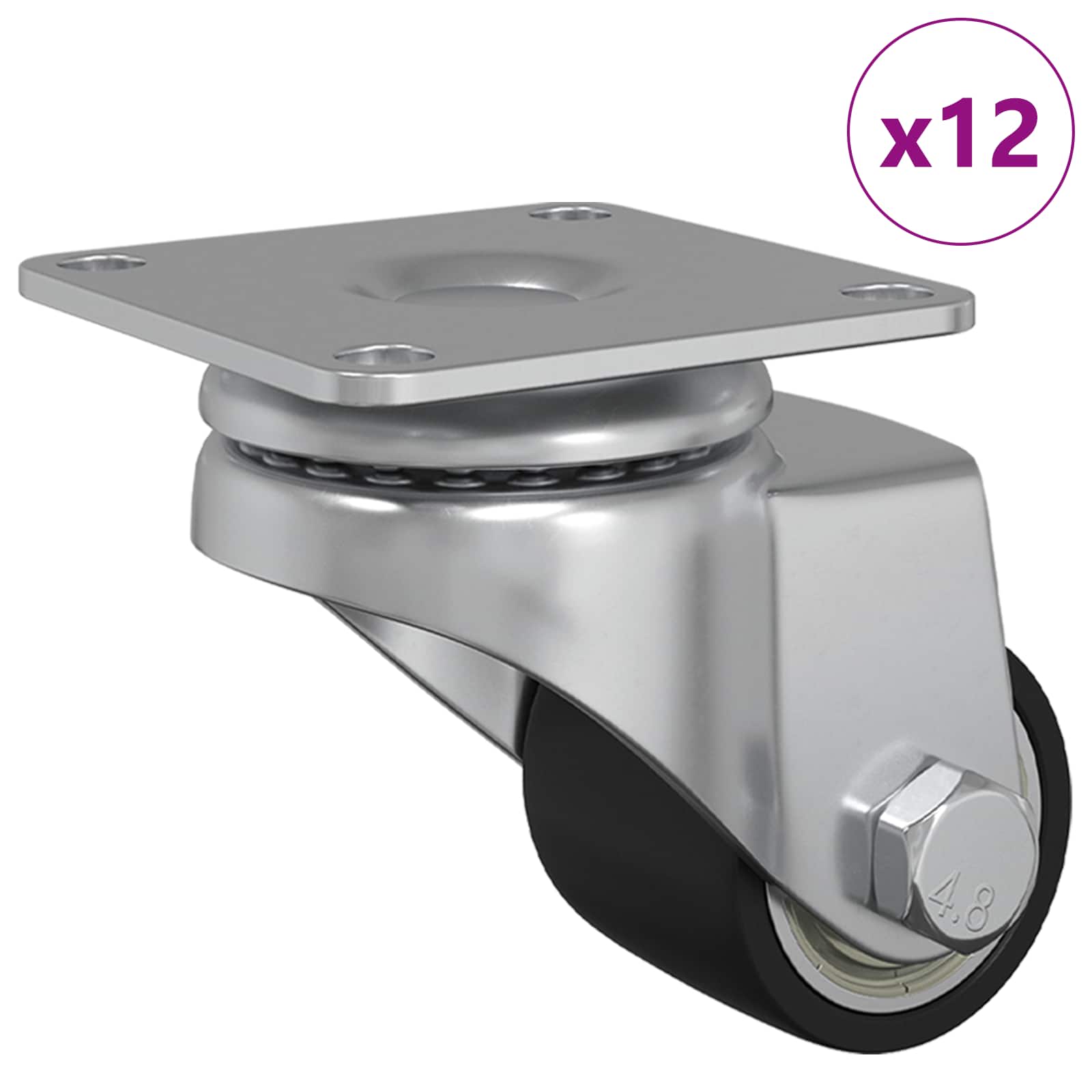 Thumbnail - vidaXL Bockrolle 12 pcs Silber 50 mm Nylon