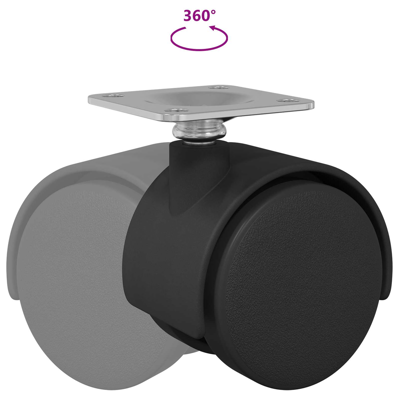 Vrteče kolesce 2 pcs Črna 39,5 x 39,5 x 37,8 mm Železo in PP - slika 9