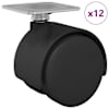 vidaXL P&ouml;&ouml;rlev rullik 12 tk Must 39,5 x 39,5 x 37,8 mm Raud ja PP