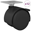 vidaXL Rattake 12 tk Must 39,5 x 39,5 x 37,8 mm Raud ja pol&uuml;prop&uuml;leen