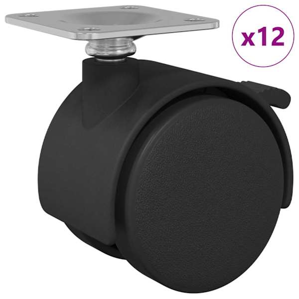 vidaXL Rattake 12 tk Must 39,5 x 39,5 x 37,8 mm Raud ja pol&uuml;prop&uuml;leen