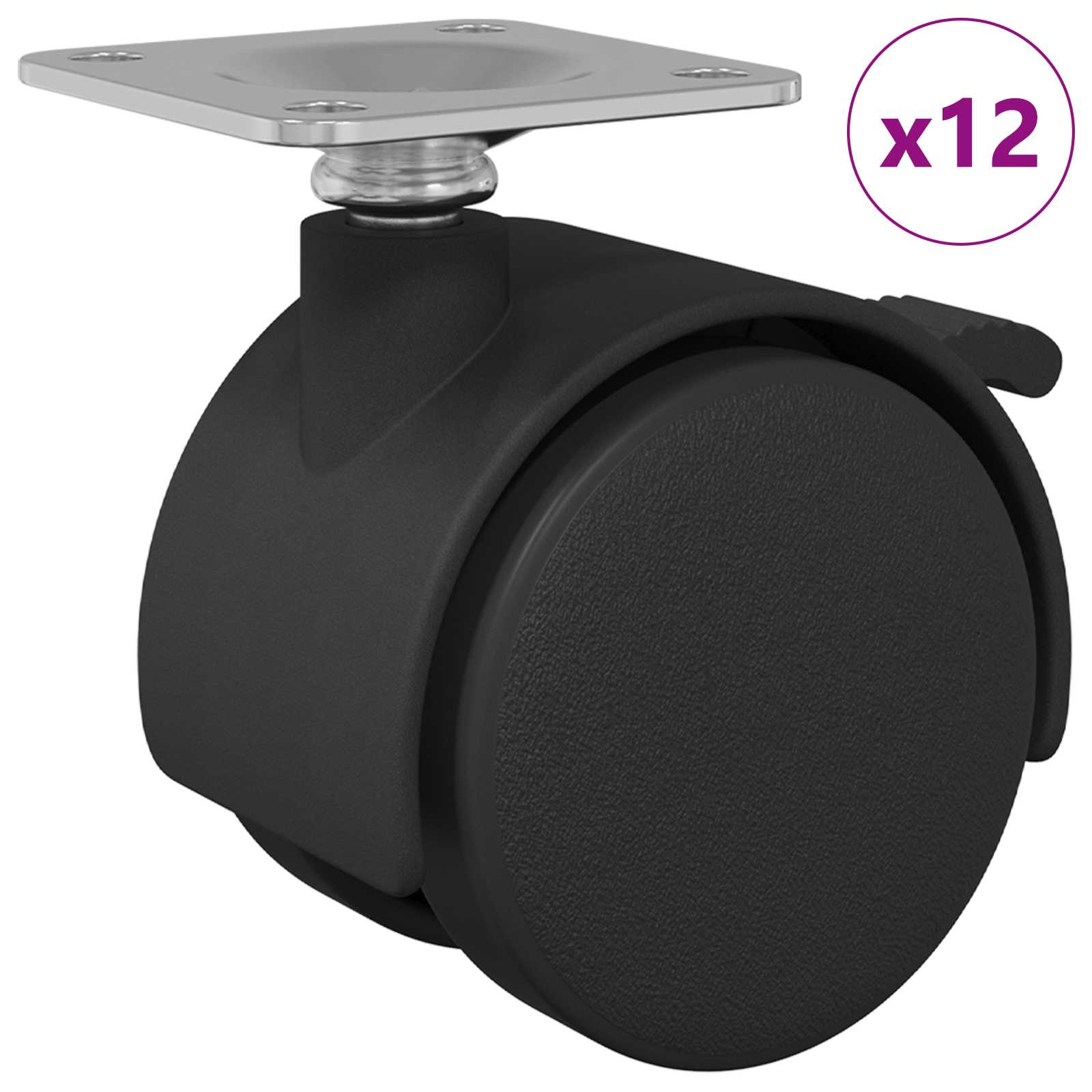 Thumbnail - vidaXL Rolle Schwarz Eisen und Polypropylen