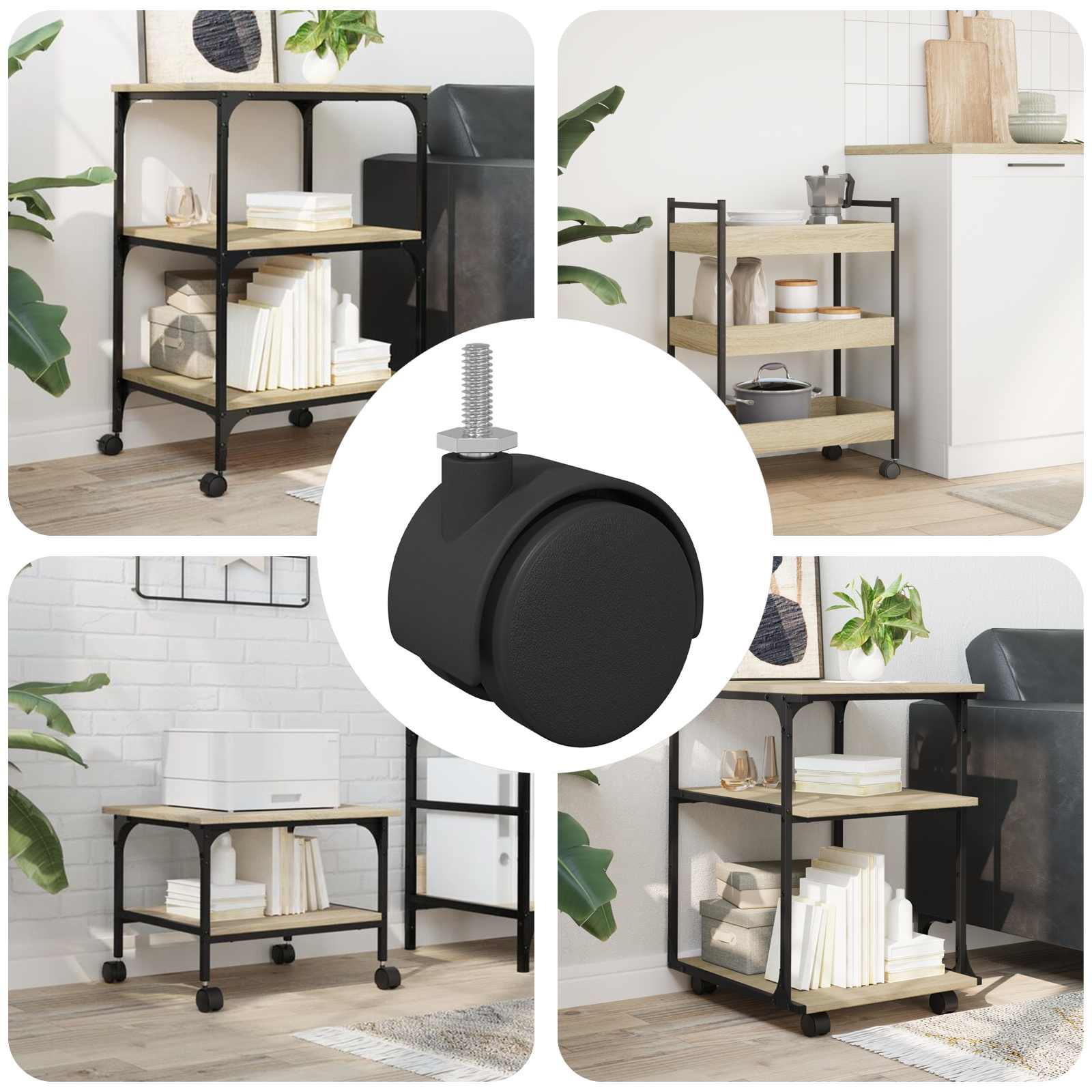 vidaXL Bockrolle 12 pcs Schwarz und Silber 40,1 x 40,1 x 37,8 mm