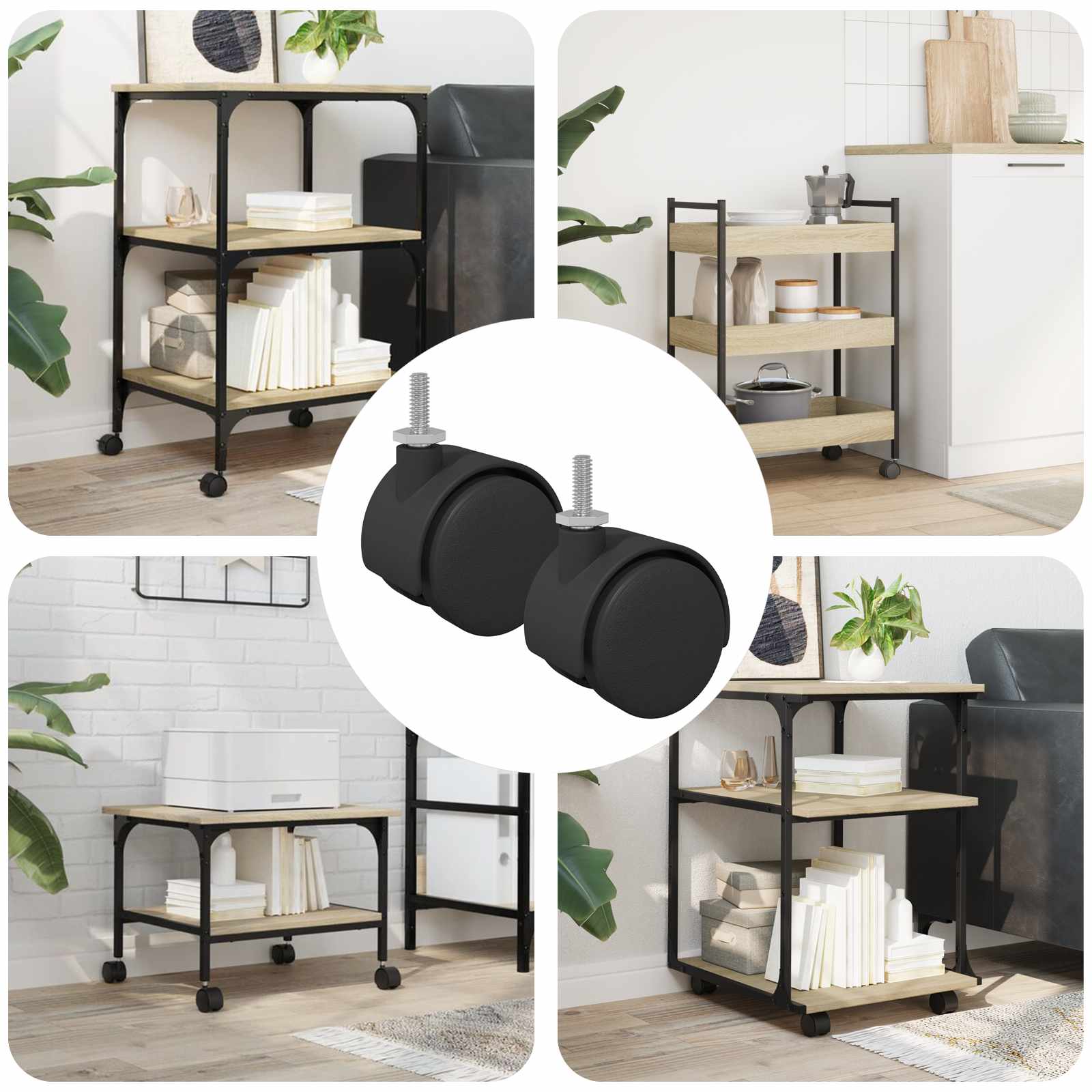 vidaXL Rollen 2 pcs Schwarz 40,1 x 37,8 mm PP und Eisen