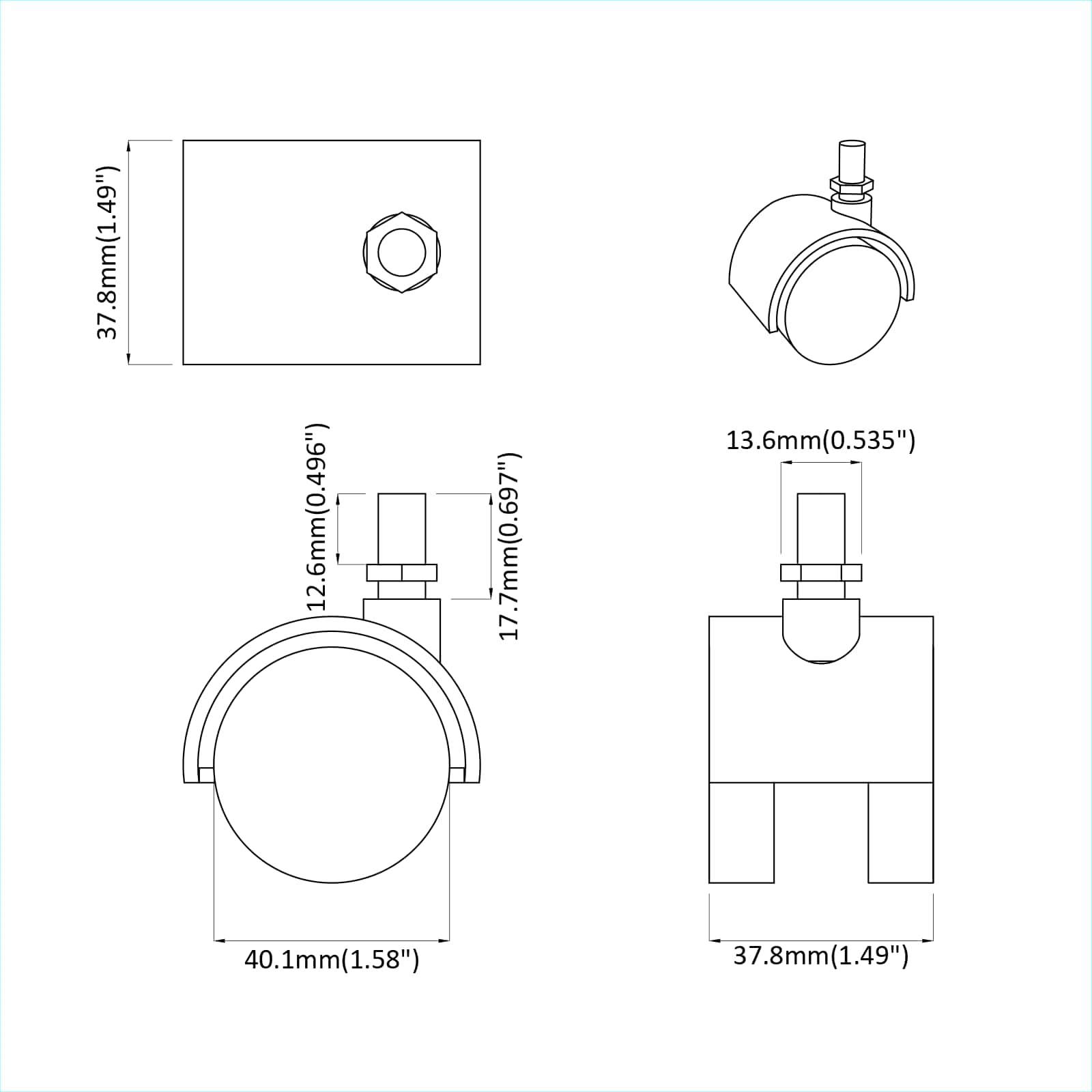 Kolesci 2 pcs Črna 40,1 x 37,8 mm PP in železo - slika 9