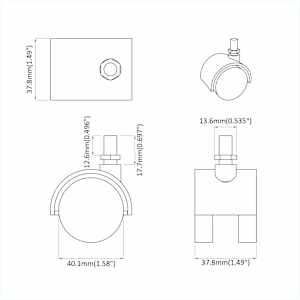 Kolečka 2 pcs Černá 40,1 x 37,8 mm PP a železo - obrázek 9