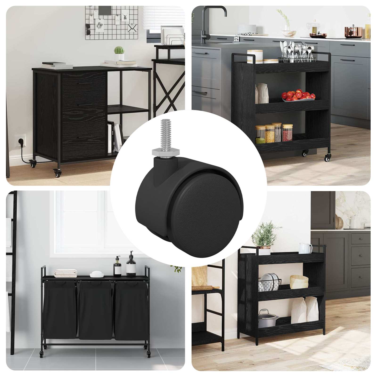 Kolesci 12 pcs Črna 40,1 x 37,8 mm PP in železo