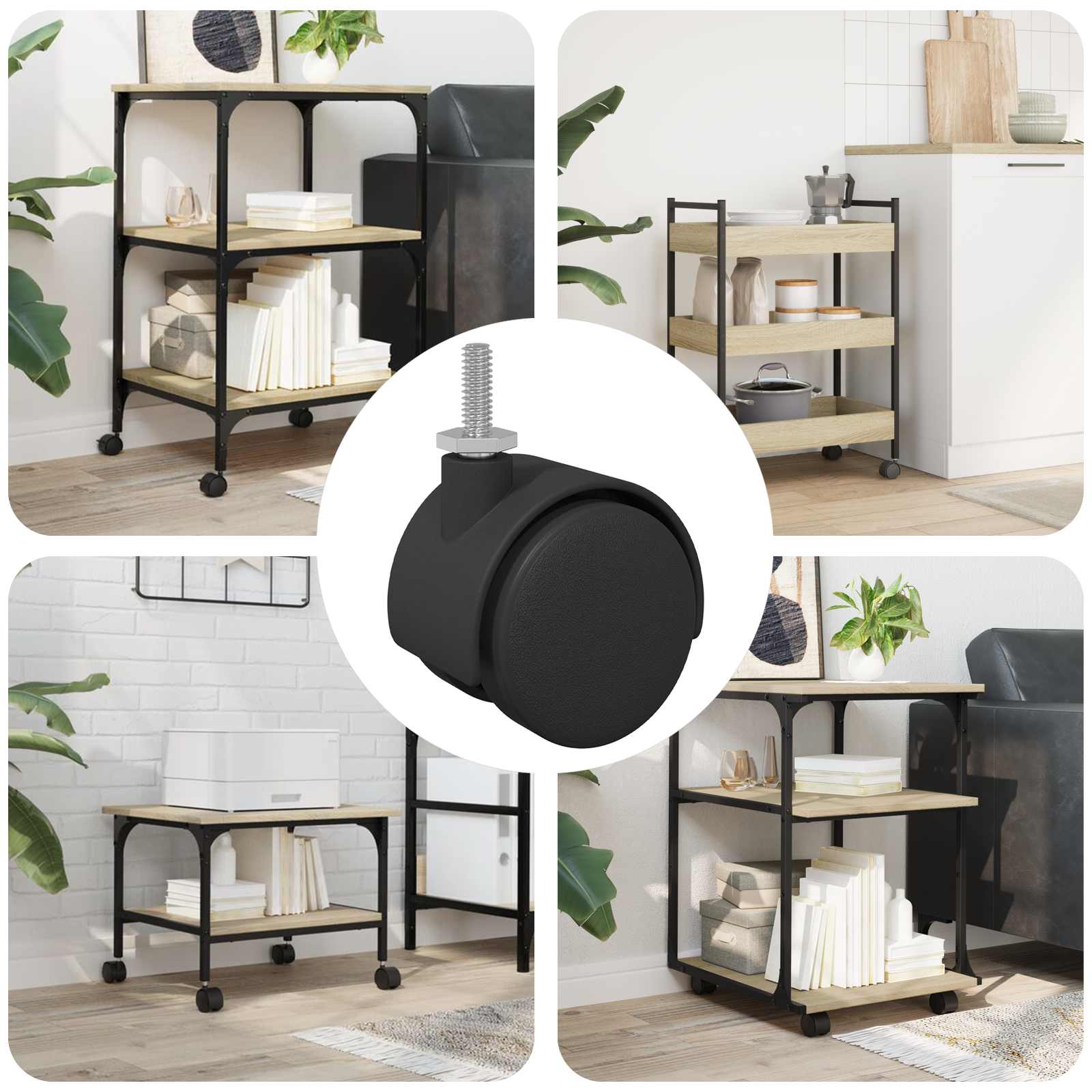 vidaXL Rollen 12 pcs Schwarz 40,1 x 37,8 mm PP und Eisen