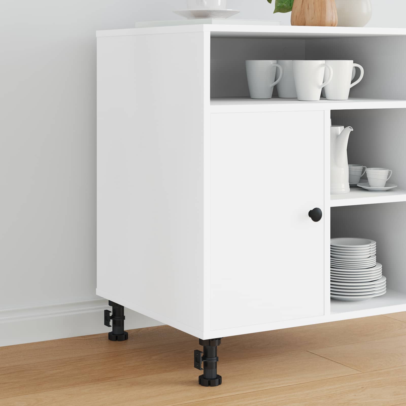 vidaXL Möbelbeine Verstellbar 2 pcs Schwarz 46 x 46 x 128 mm PP