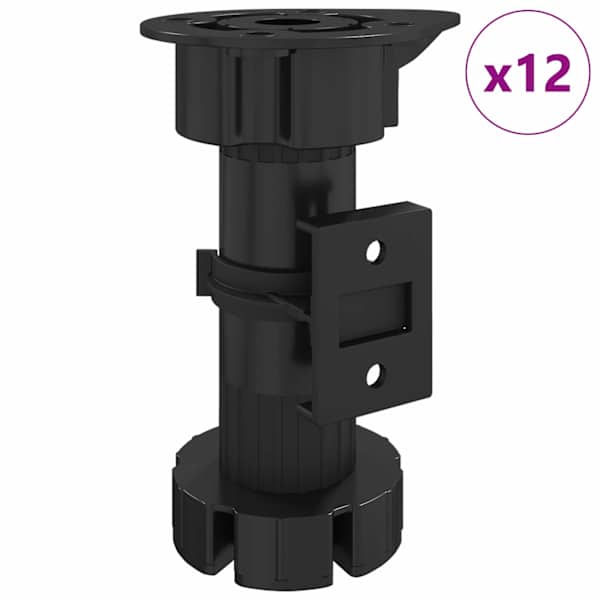 vidaXL M&ouml;&ouml;blijalad Reguleeritav 12 tk Must 46 x 46 x 128 mm PP