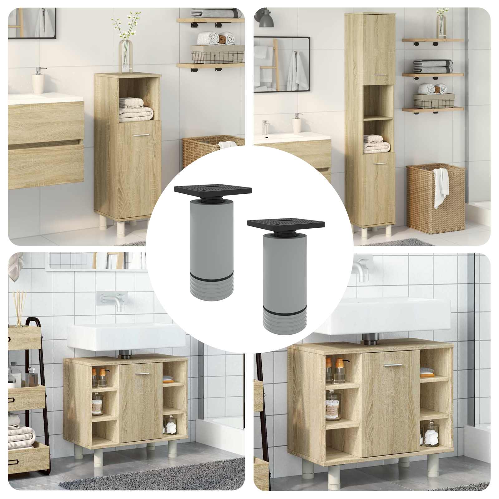 vidaXL Möbelbeine Verstellbar 2 pcs Weiß 64 x 64 x 100 mm PP