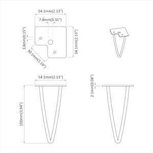 Nábytek noha 2 pcs Černá 54,1 x 54,1 x 100 mm Železo - obrázek 9