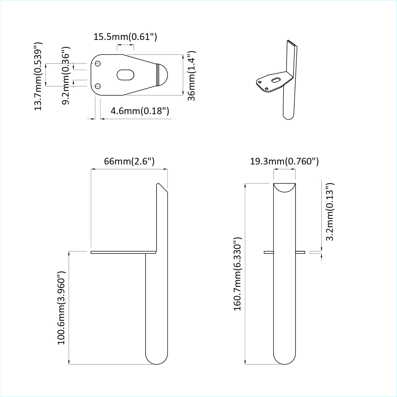 Kosi pohištva 2 pcs Črna 66 x 36 x 160 mm elezo - slika 9