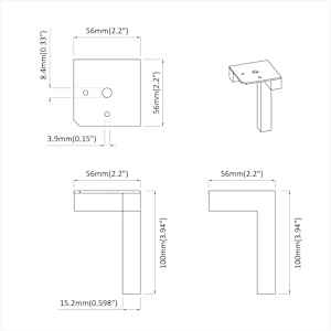 Stojící nohy 2 pcs Černá 57 x 57 x 100 mm Železo - obrázek 9