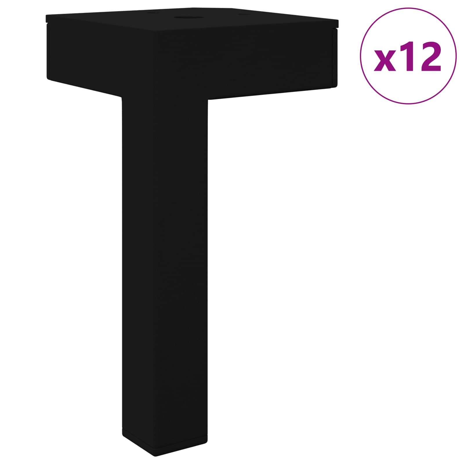 Thumbnail - vidaXL Standfüße 12 pcs Schwarz 57 x 57 x 100 mm Eisen