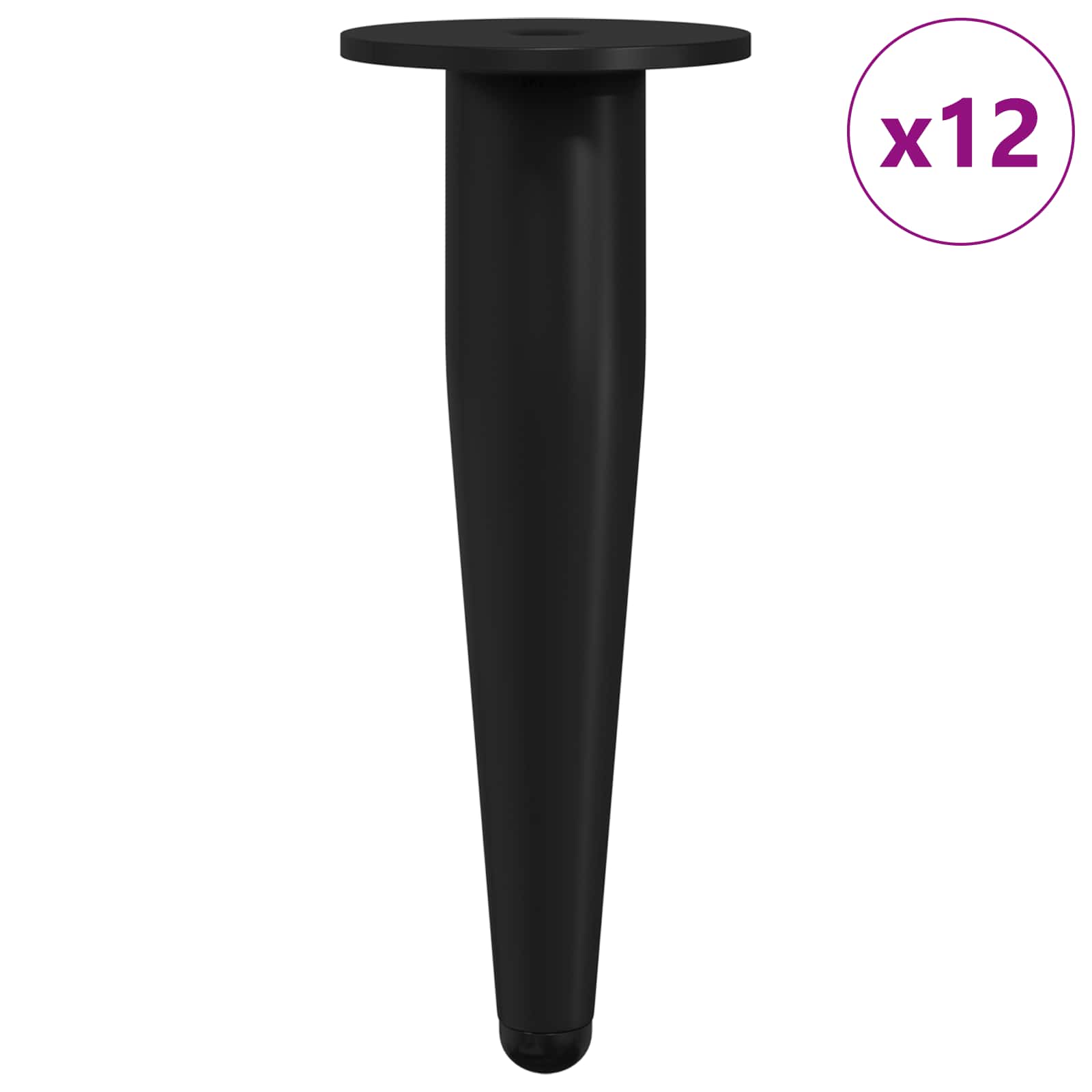 Thumbnail - vidaXL Möbelbeine 12 pcs Schwarz Ø 40 x 98 mm Eisen