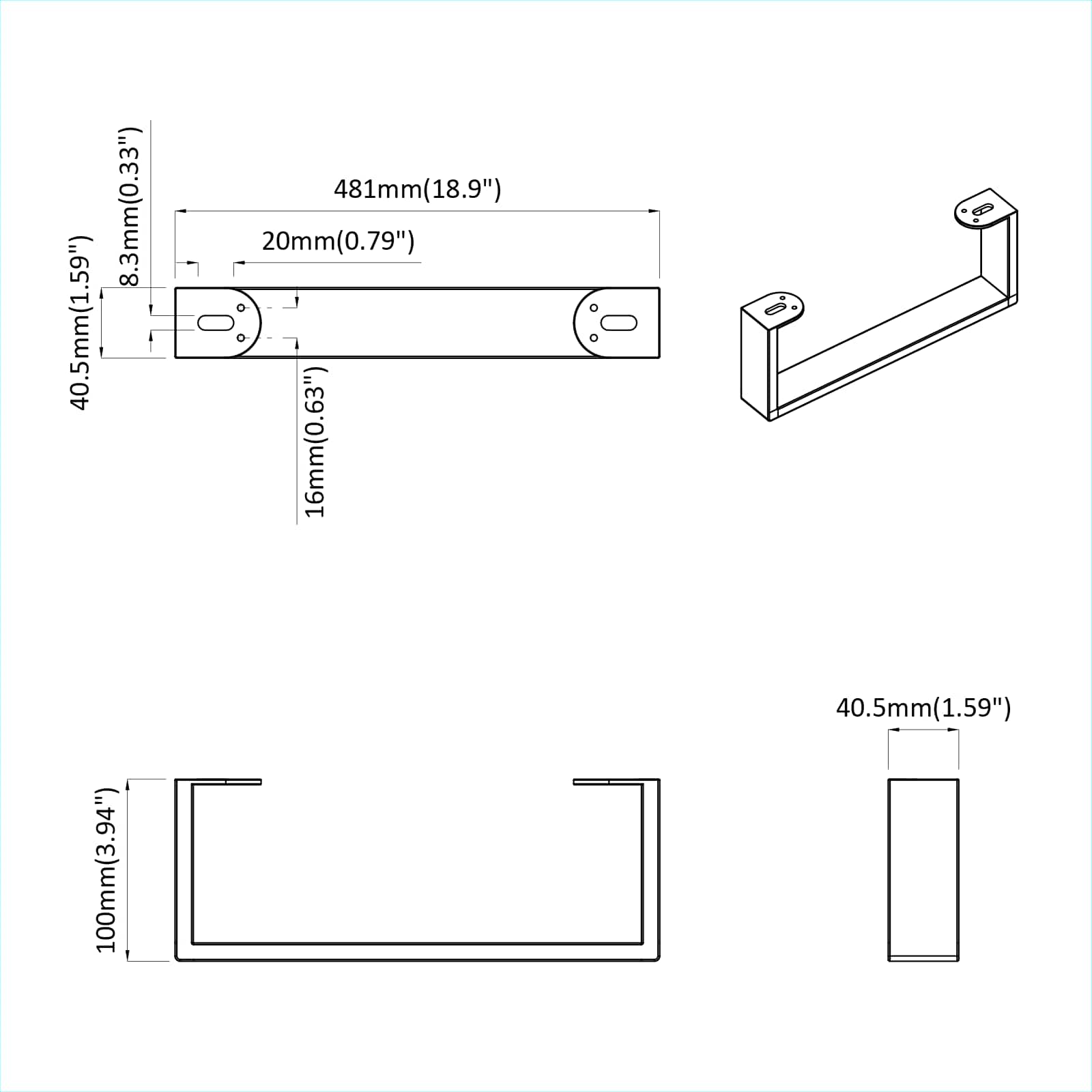 Kosi pohištva 2 pcs Črna 481 x 40,5 x 100 mm elezo - slika 9
