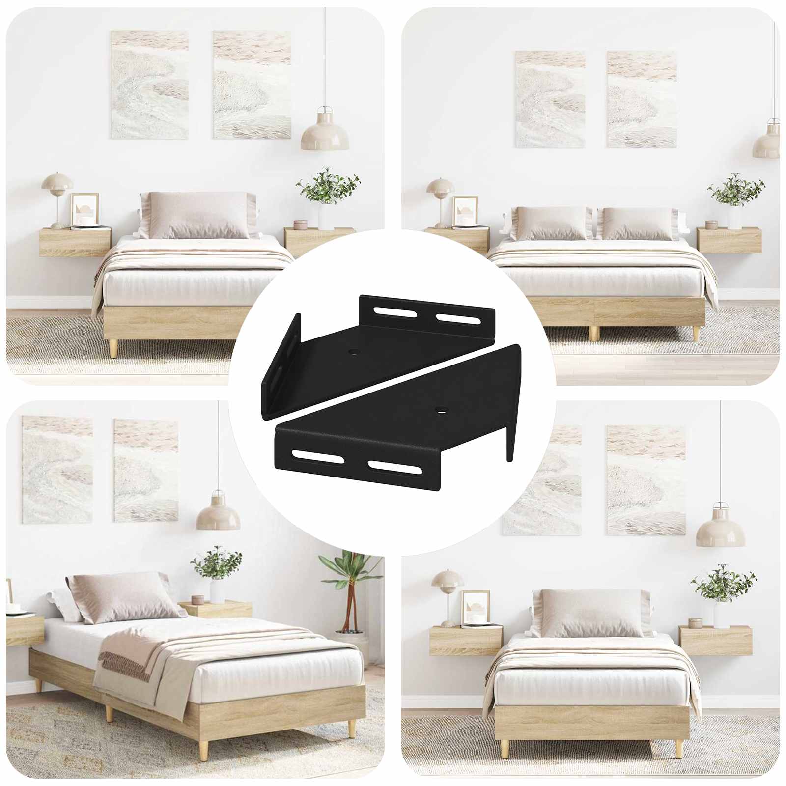 vidaXL Eckhalter 2 pcs Schwarz 138,5 x 50,5 x 16 mm Eisen