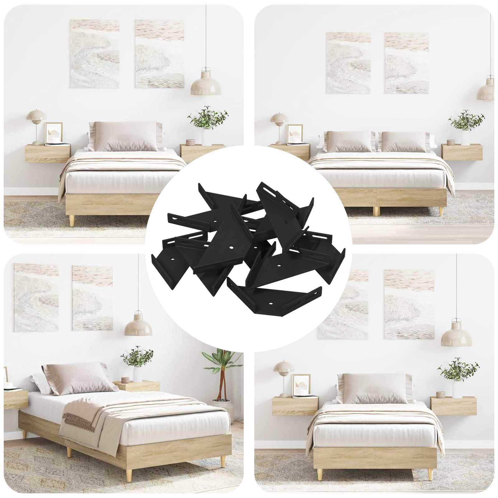 vidaXL Eckhalter 12 pcs Schwarz 138,5 x 50,5 x 16 mm Eisen