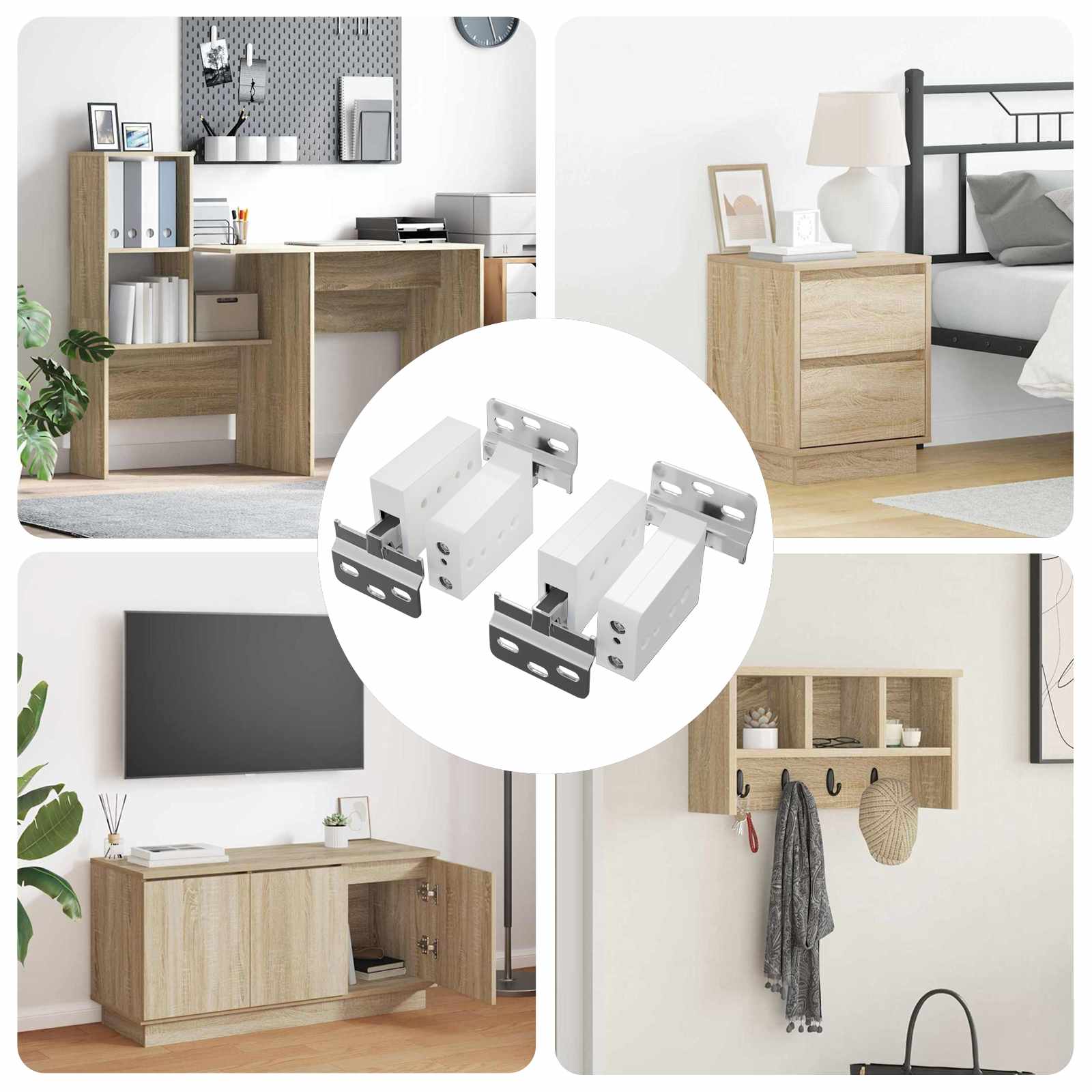 vidaXL Schrankhängemontagebügel 2 pcs Weiß 70 x 46 x 19 mm