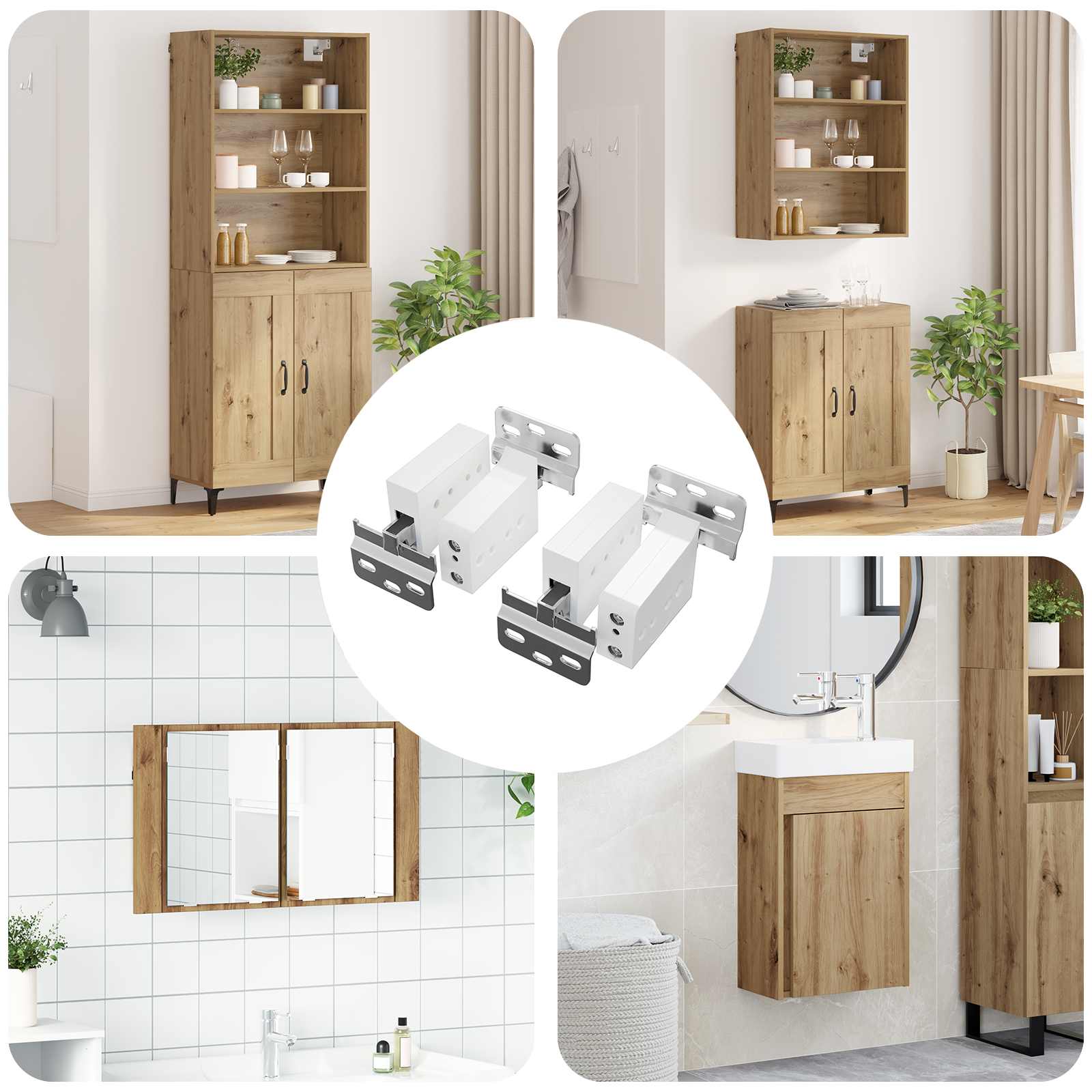 vidaXL Schrankhängemontagebügel 2 pcs Weiß 70 x 48 x 19 mm